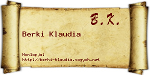 Berki Klaudia névjegykártya